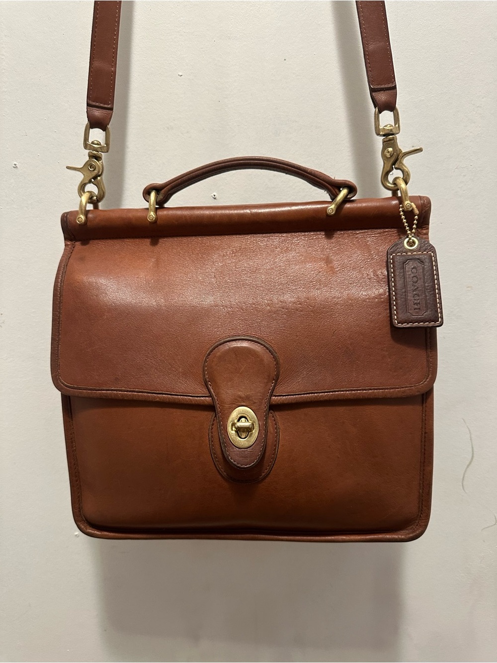 Vintage original Coach Willis Bag #350 British Tan Glove Tanned Leather USA Made